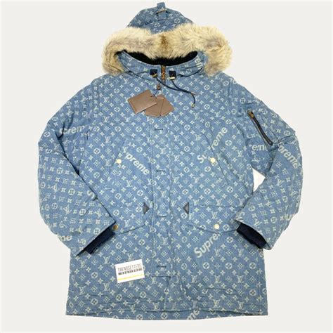 supreme louis vuitton parka blue|Louis Vuitton supreme shoes.